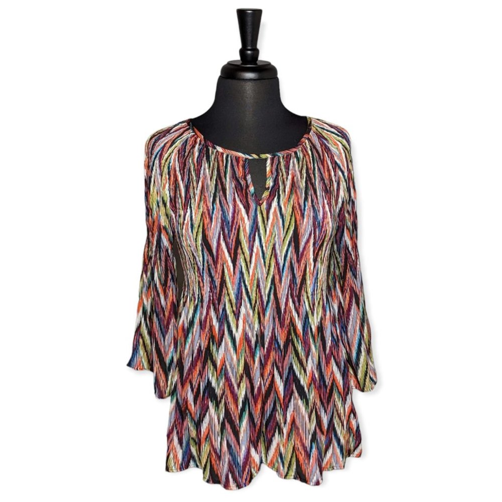 Spense Petite Chevron Pattern 3/4 Sleeved Tunic Top Size Large
